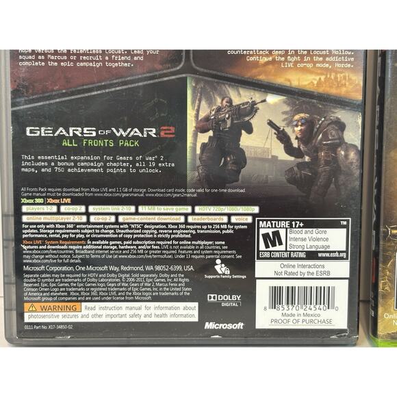 Gears Of War Triple, 3 And Judgement Xbox 360 Bundle Of 3 Games - Picture 13 of 16